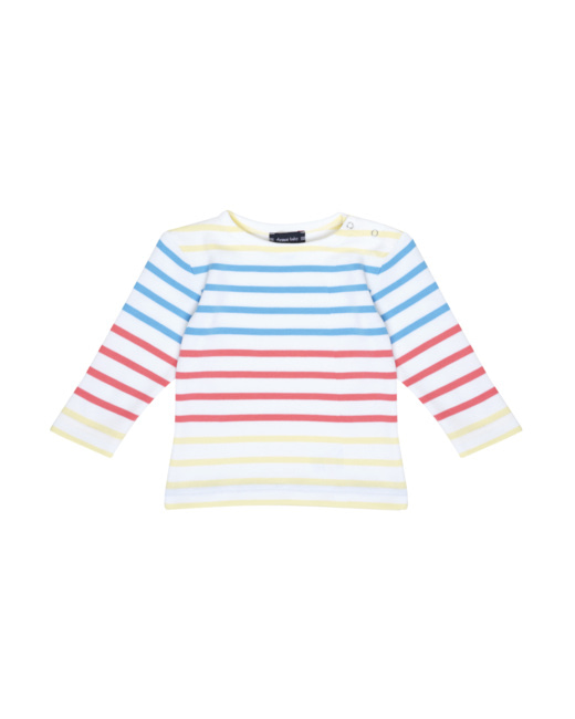 Marinière tricolore Baby - coton épais - Blanc/Chupa/Yellow/Blue