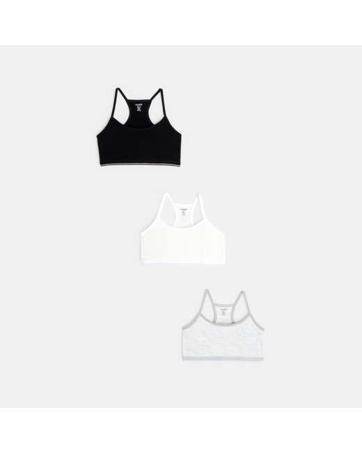 Brassières unies (lot de 3) blanc fille
