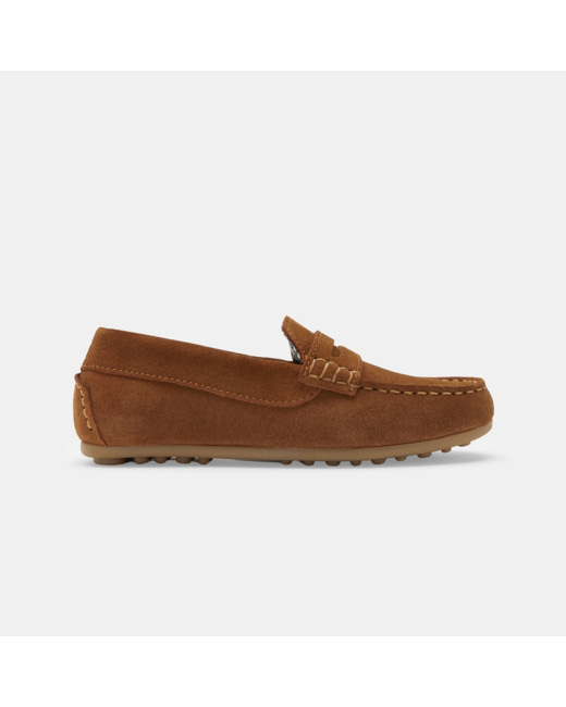 Mocassin croûte de cuir uni marron garçon