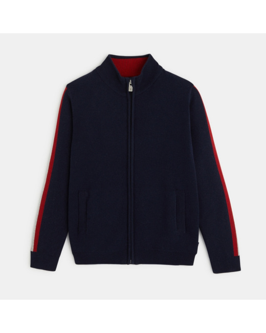 Gilet zippé en tricot bleu garçon