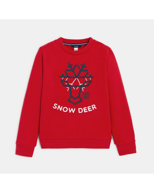 Sweat-shirt d'hiver "Snow Deer" rouge garçon
