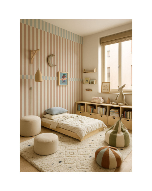 Papier peint Nostalgie- Brun Bleu Vintage