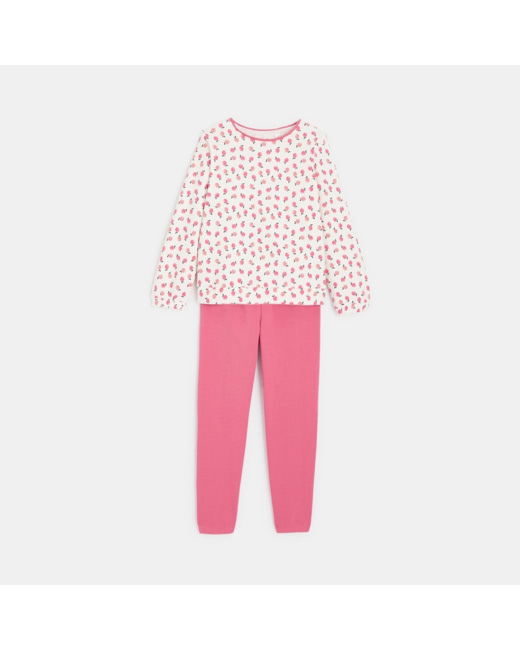 Pyjama 2 pièces en molleton léger rose fille