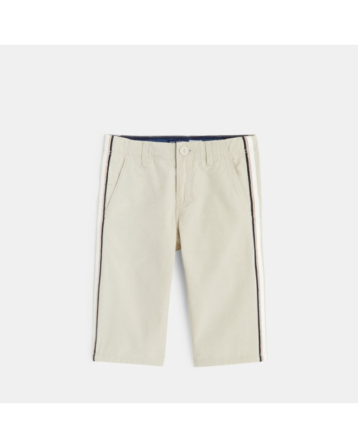 Bermuda long en toile stretch beige garçon