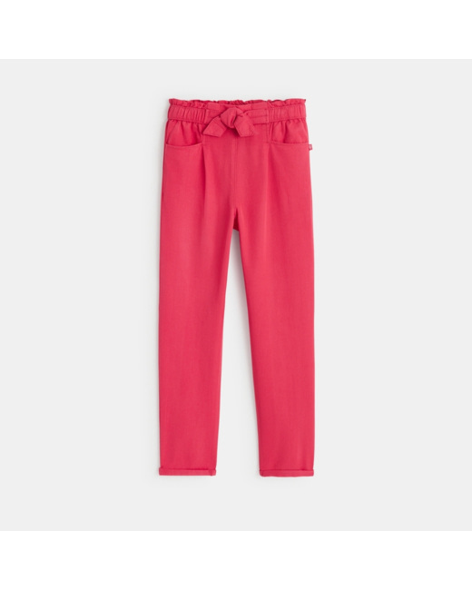 Pantalon en toile douce rose fille