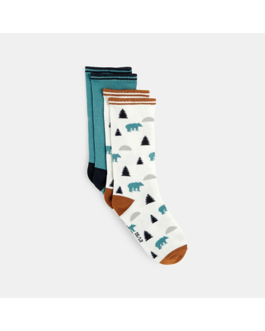 Chaussettes fantaisie (lot de 2) vertes garçon