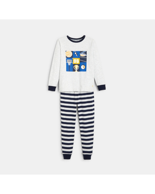 Pyjama 2 pièces motif sportswear gris garçon