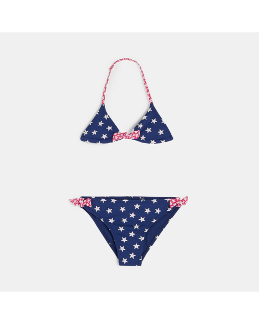 Maillot de bain 2 pièces imprimé bleu fille