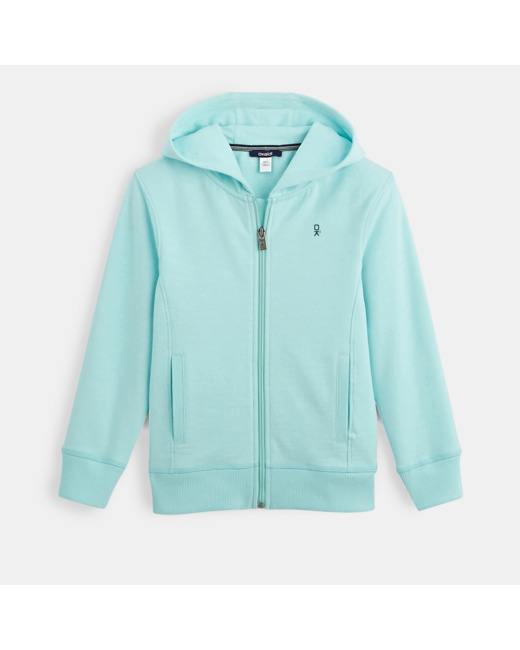 Sweat-shirt uni à capuche bleu garçon