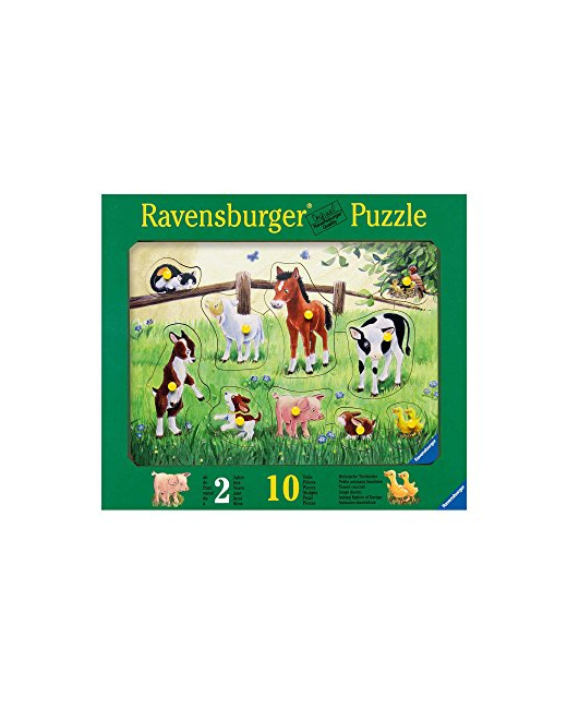 Puzzle - Enfant en Bois - Petits Animaux familiers - 10 pièces