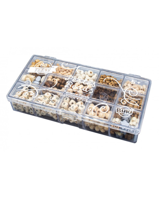 Boîte de perles en bois - naturel