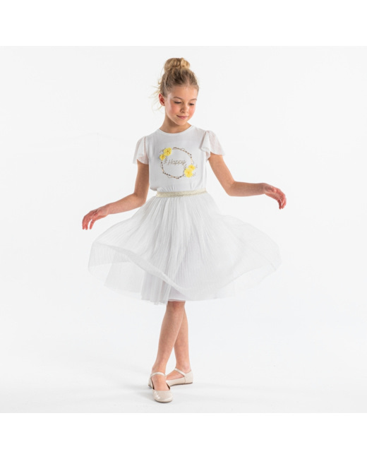 Jupe ballerine pailletée beige fille