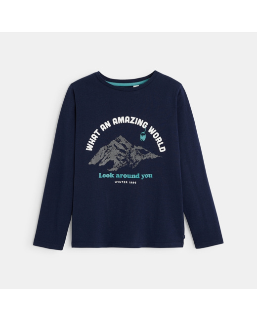 T-shirt à message bleu garçon