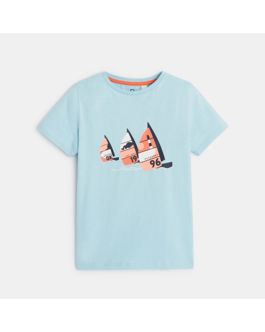 T-shirt manches courtes à motif bleu garçon