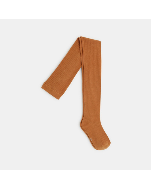 Collants en tricot côtelé marron fille