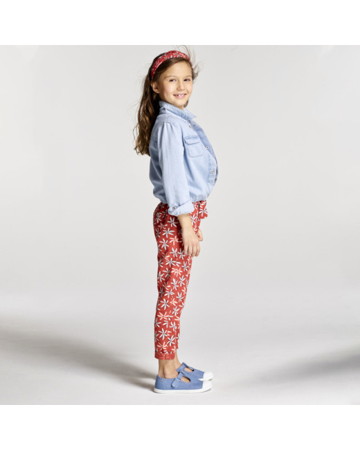 Pantalon fluide imprimé orange fille