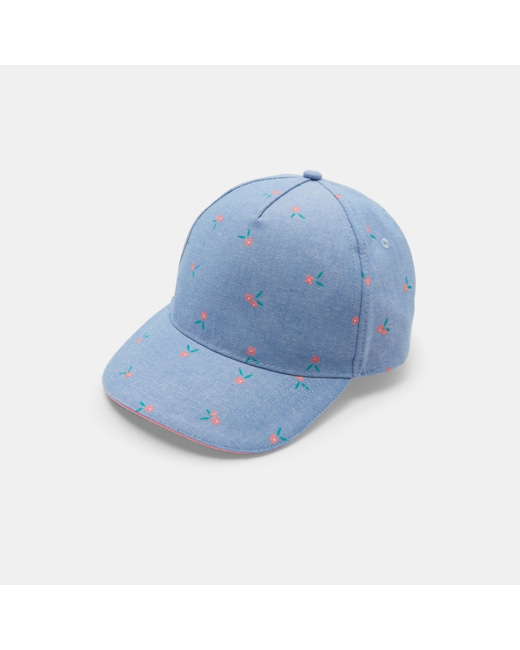 Casquette en jean imprimé rose fille