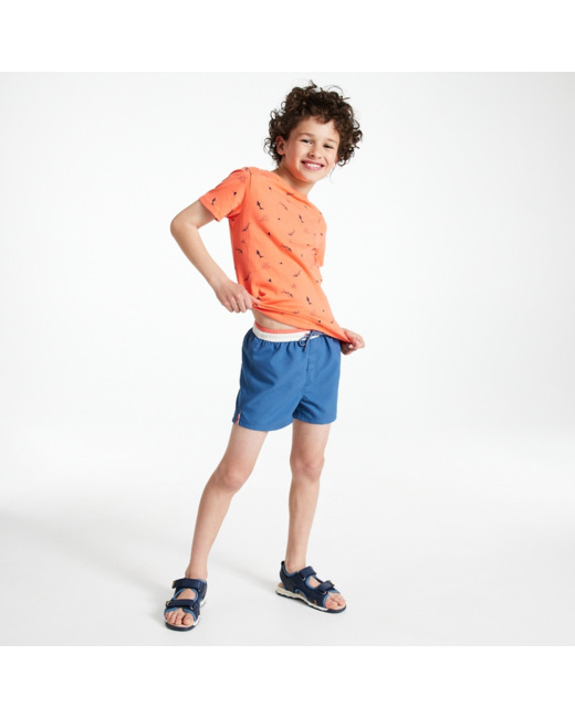 Short de bain uni bleu garçon