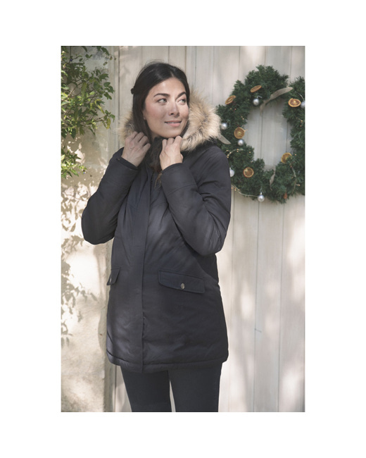 Parka de grossesse à capuche doublée sherpa à poches