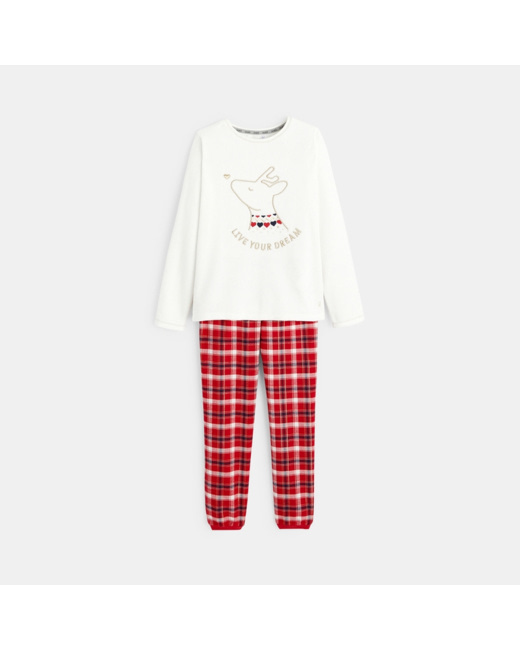 Pyjama 2 pièces à message "Live Your Dream" blanc fille