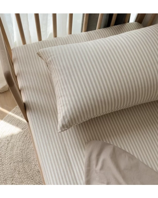 Taie d'oreiller Percale de Coton Bio rayé