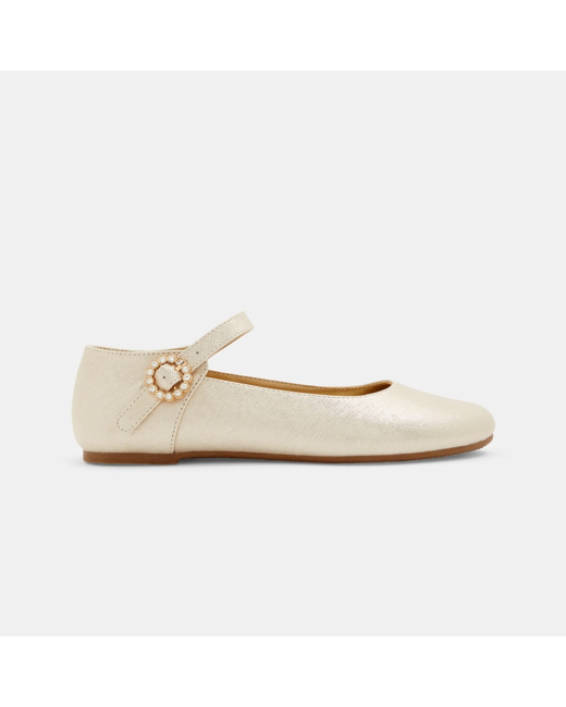 Ballerines brillantes à boucle blanches fille