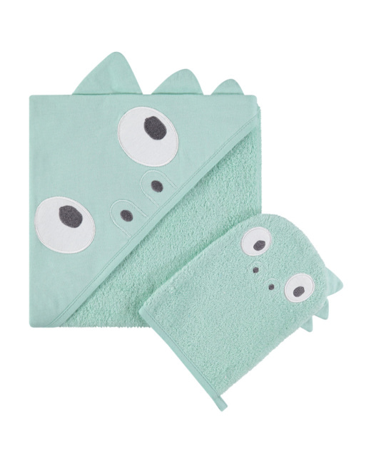 Cape de bain et gant de toilette Dinosaure