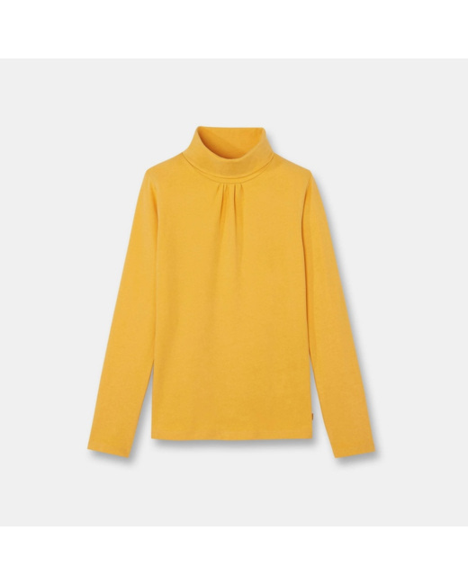 T-shirt col roulé jaune fille