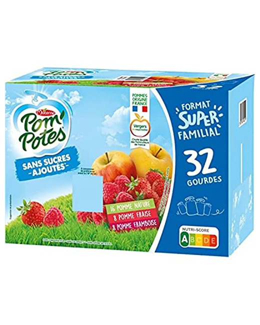 Compotes pomme, pomme fraise, pomme framboise