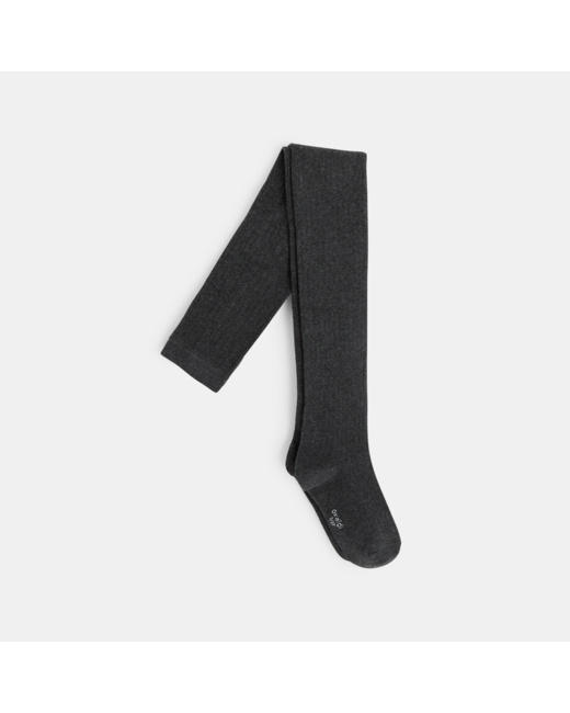 Collants en coton côtelé gris fille