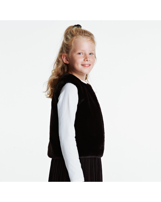 Boléro en fausse fourrure noir fille