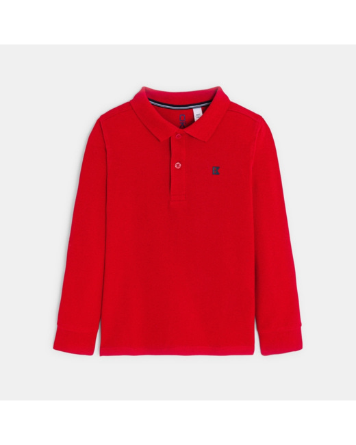 Polo manches longues rouge garçon