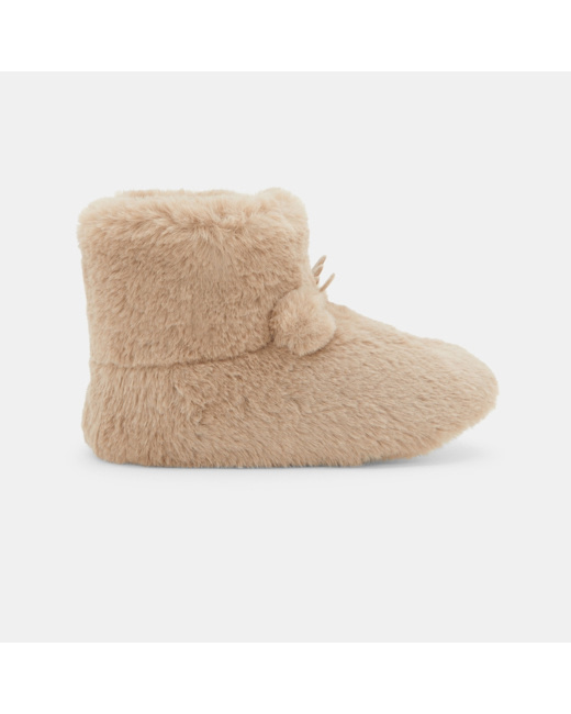 Chaussons soft boa fourrés rennes beige fille