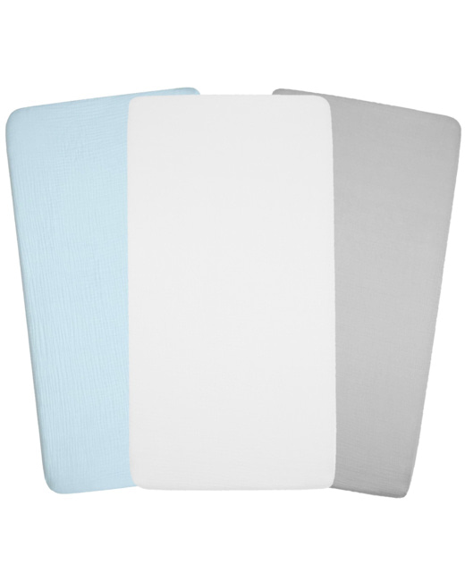 Lot de 3 draps housse berceau en gaze de coton