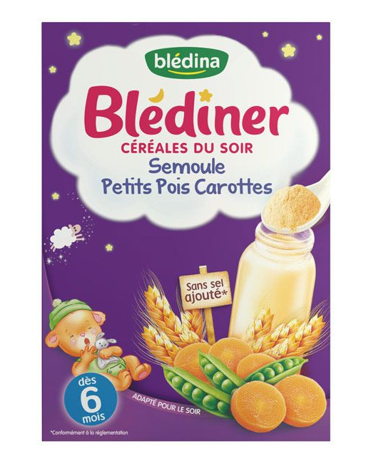 Blédiner Céréales du soir - Semoule, petits pois et carottes