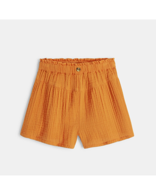 Short en gaze de coton beige fille