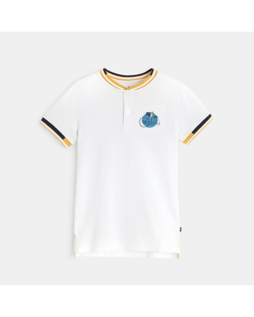 T-shirt à col teddy blanc garçon