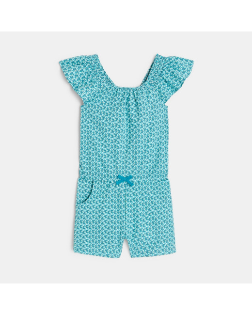 Combishort en jersey imprimé bleu fille