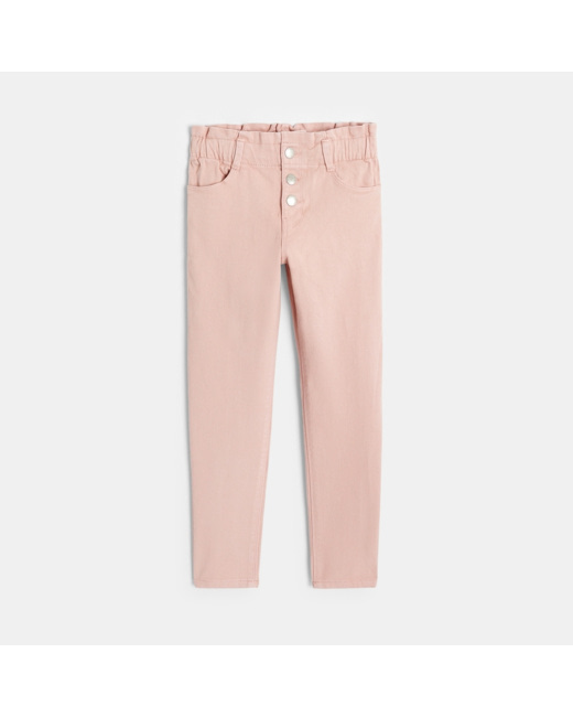 Pantalon mom paper bag rose fille