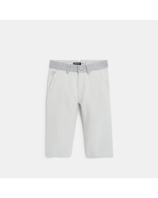 Bermuda coupe droite en toile gris garçon