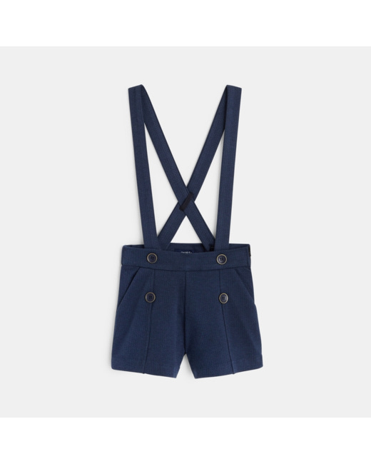 Short chevron à bretelles bleu fille