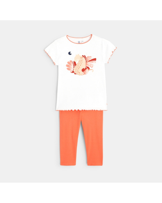 Pyjama 2 pièces motif dragon blanc fille