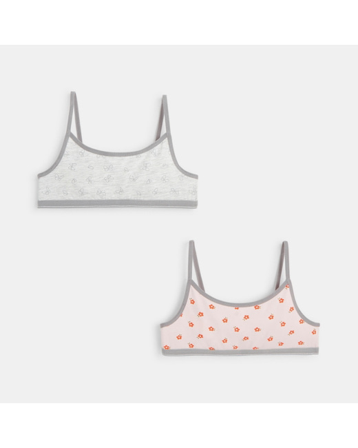 Brassières jersey imprimées (lot de 2) fille