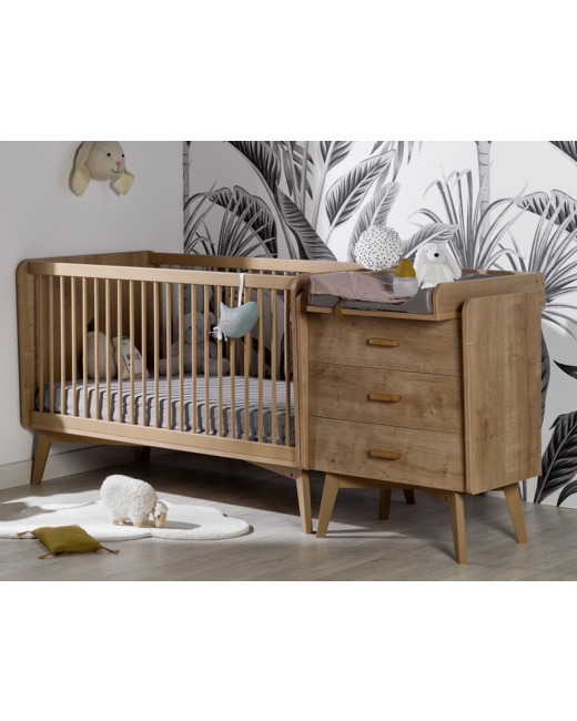 Lit bébé évolutif Icone avec petite commode et plan à langer