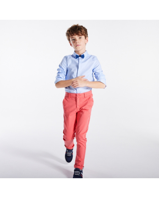 Pantalon chino en twill de coton uni rose garçon
