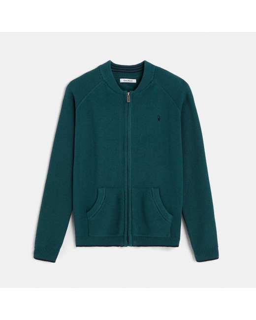 Gilet teddy zippé vert garçon