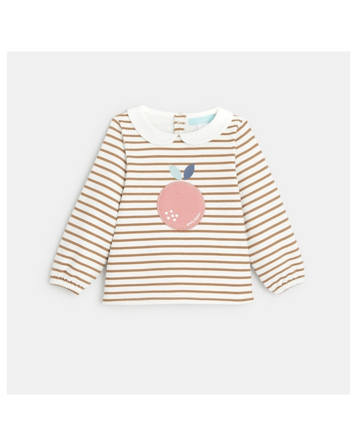 Sweat molleton rayé pomme brodée