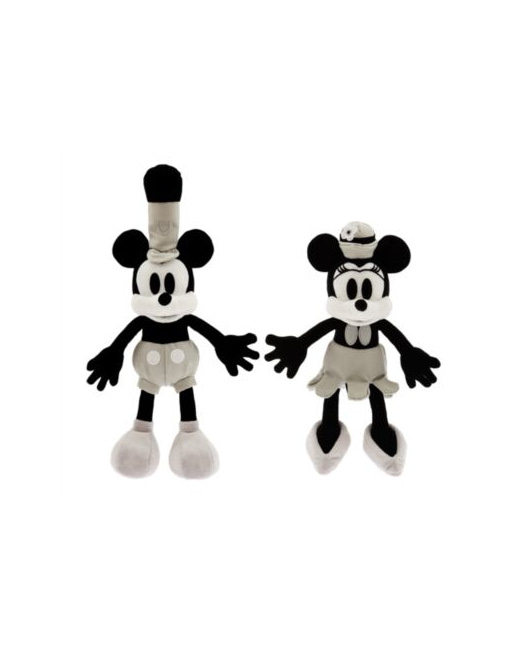 Ensemble de petites peluches Mickey et Minnie Steamboat Willie 100 Decades