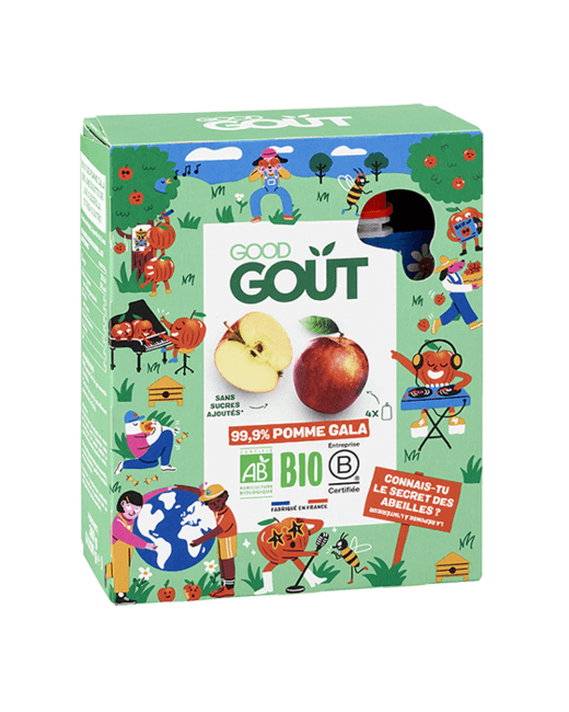 Pack de 4 compotes sans sucres ajoutés Pomme Gala Bio