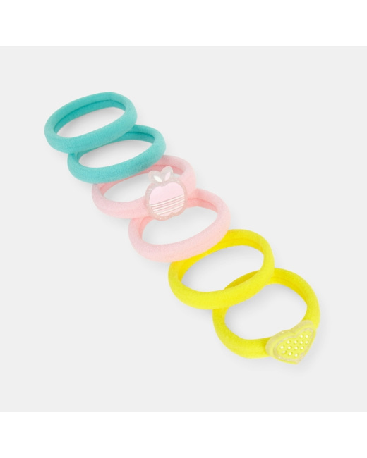 Elastiques moussés fantaisie (lot de 6) rose fille